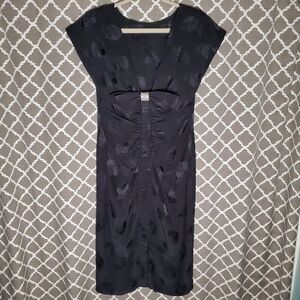 VINTAGE 80s Evenings by Raul Blanco Black Floral Cocktail Silk Dress 10